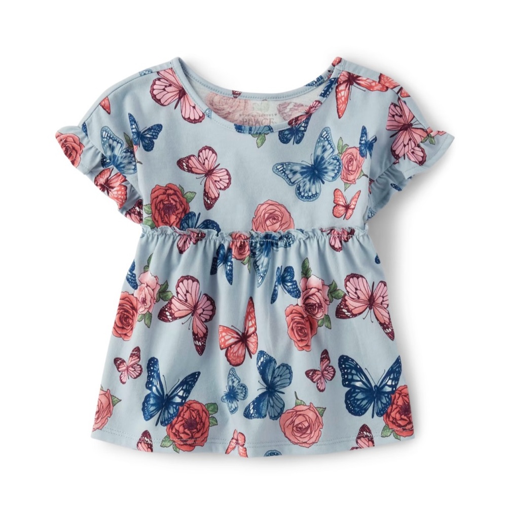 Toddler Girls Butterfly Print Empire Babydoll
Top